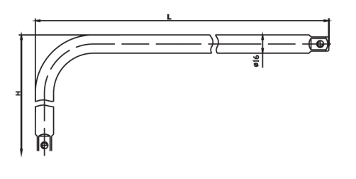 Ключ с присоединительным квадратом изогнутый, двусторонний 255 мм