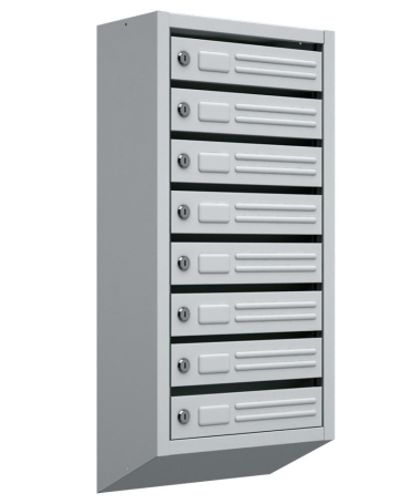 The mailbox is vertical.-7 (780*380*190) 7,7 kg. With a back wall