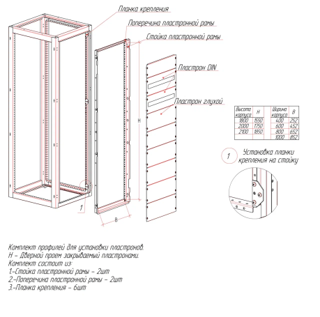 MULTICOLOR Plastron mounting frame (modular) (600x1800) (WxDxH) RAL 7035