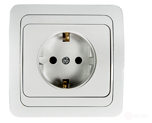Розетка одинарная с заземлением CLASSICO белая 2028 IN HOME