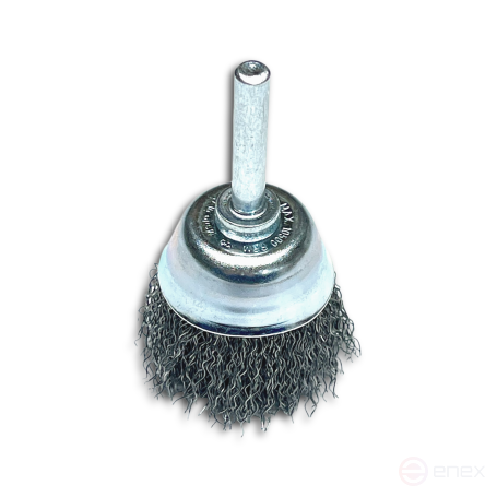 Щетка чашечная гофрированная, Д40 мм, хвостовик 6 мм, стальная гофрированная проволока STA 0,20 мм
