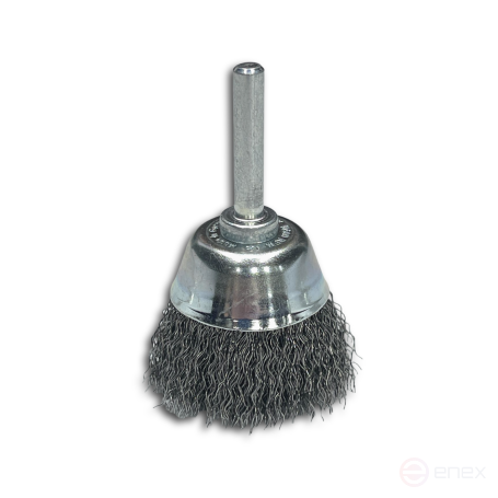Щетка чашечная гофрированная, Д40 мм, хвостовик 6 мм, стальная гофрированная проволока STA 0,20 мм