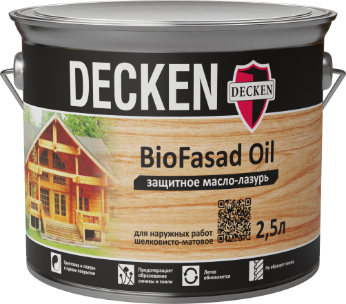 Защитное масло-лазурь DECKEN BioFasad Oil, 2,5 л
