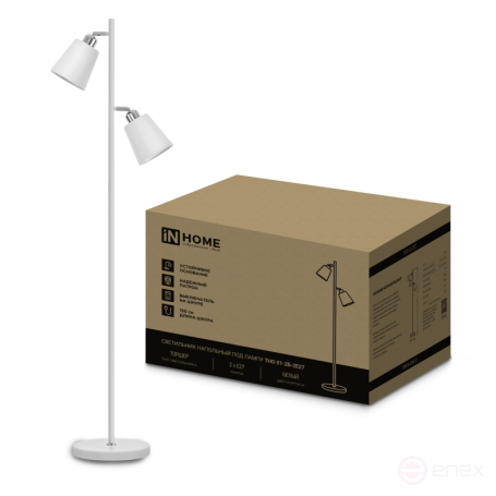 Светильник напольный под лампу ТНО 01-2-2хЕ27Б 230В белый плафон, белый корпус IN HOME