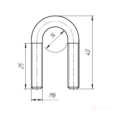Керн Комплект хомут U образный гост 24137-80 м6х14 + 2 гайки + 2шайбы. Оцинкованный. 10 комплектов RKU00060142010