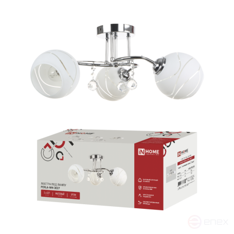Люстра под лампу AURA PERLA-WH-3E27 3хЕ27 матовый плафон хромированный корпус IN HOME