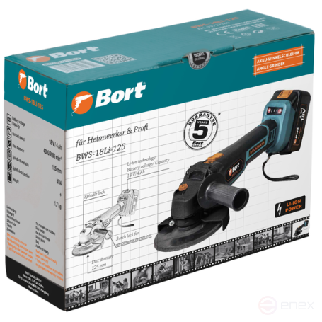 Angle grinder rechargeable BORT BWS-18Li-125
