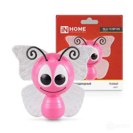 Ночник светодиодный NLA 15-BP-DS БАБОЧКА розовая с датчиком освещения 230В IN HOME