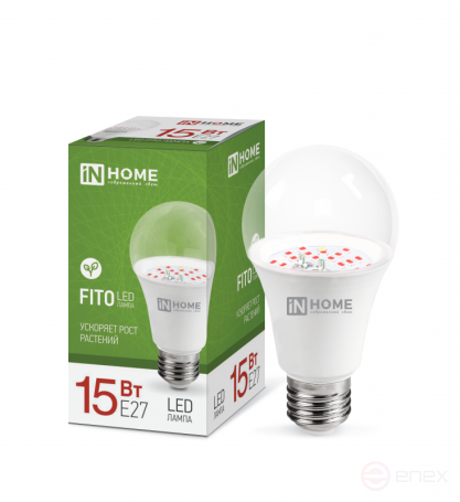 LED Lamp LED-A60 STD-PHYTO Red-blue Spectrum 15W 230V E27 IN HOME