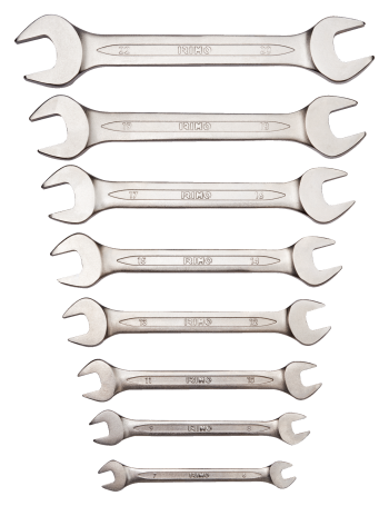 Набор двусторонних рожковых ключей, 8 шт. (6 - 22 мм), пластиковый держатель