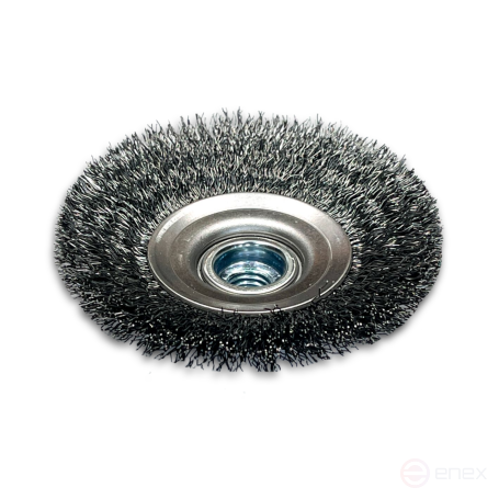 Conical corrugated brush, D100*10 mm, M14 fit, latuned corrugated wire STM 0.30 mm