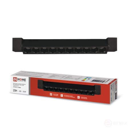 Светильник трековый линейный светодиодный поворотный LTR-02R-TL 2040B 20Вт 4000К 345мм 24 градуса черный серии TOP-LINE IN HOME