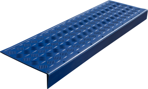 Противоскользящая накладка на ступень большая облегченная угловая (Проступь резиновая) 1000*305*71 мм, синяя