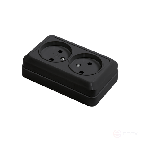 Розетка двойная BOLLETO черная накладная 7102B IN HOME