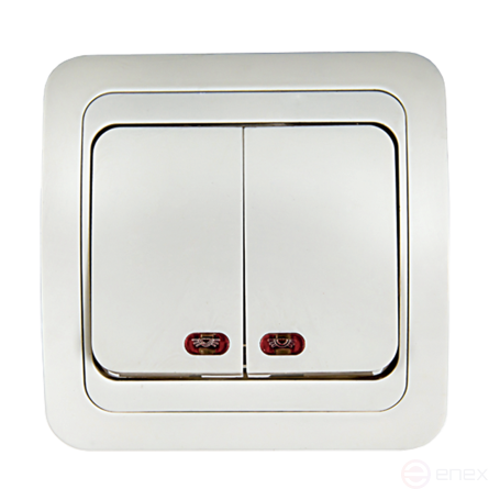 Выключатель двухклавишный с подсветкой CLASSICO белый 2123 IN HOME