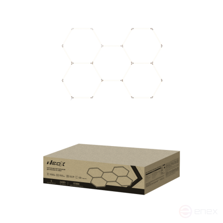 LED lamp DBO-HEXAGON 5C-24065 240W 230V 6500K 5 hundred 0.5m cord with plug 1628x2380mm NEOX