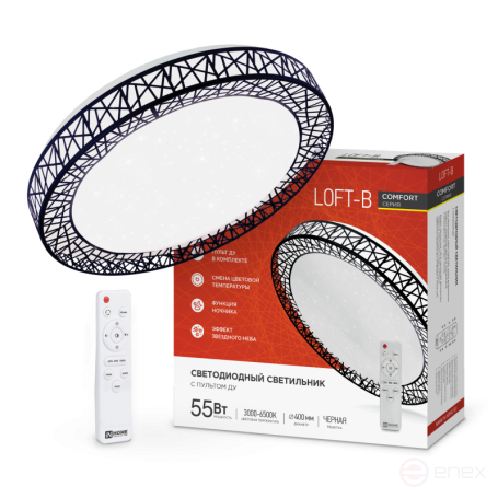Светильник светодиодный COMFORT LOFT-B 55Вт 230В 3000-6500K 4400Лм 395x105мм с пультом ДУ IN HOME