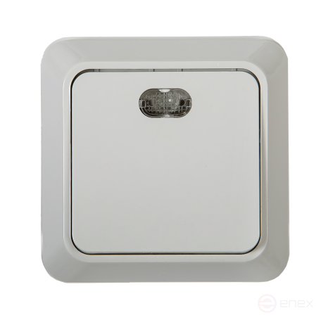 Выключатель одноклавишный с подсветкой BOLLETO белый накладной 7121 IN HOME