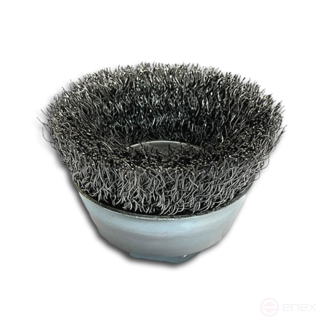 Corrugated cup brush, D65 mm, M14 fit, STA 0.50 mm corrugated steel wire