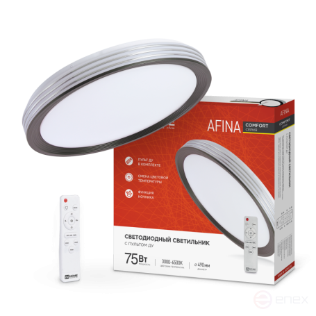 Светильник светодиодный COMFORT AFINA 75Вт 230В 3000-6500K 6000Лм 500x80мм с пультом ДУ IN HOME