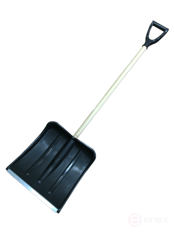 Лопата "Снежок" с алюминиевой планкой (380х380) D=32, с деревянным черенком и V-ручкой