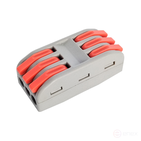 Клемма проходная КП 222-2413 с рычагами 3 полюса 0.08-2.5/4мм2 (10шт./уп.) IN HOME