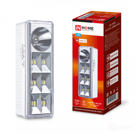Светильник светодиодный аварийный СБА 2207DC 6+1LED 1.0Ah lithium battery DC IN HOME