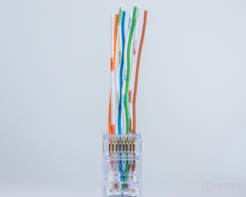 Коннектор сквозной (проходной) RJ-45 (8P8C) Cat.5e, RIPO, универсальные ножи (упк.20шт.)