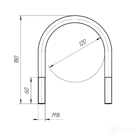 Керн Комплект хомут U образный гост 24137-80 м16х120 + 2 гайки + 2шайбы. Оцинкованный. 1 комплект RKU00161202001