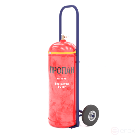 A trolley for transporting one propane cylinder with a belt attachment PR 1 (wheels d 200 pneumatic).