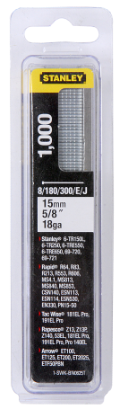 Шпилька для степлера стальная STANLEY 1-SWK-BN0625T, тип J (18Ga) (8/300/e) ø1,024х15 мм, х 1000 шт.