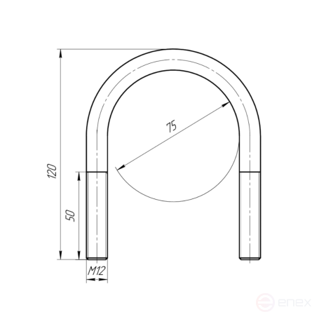 Керн Комплект хомут U образный гост 24137-80 м12х75 + 2 гайки + 2шайбы. Оцинкованный. 5 комплектов RKU00120752005