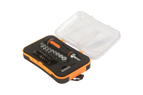 Набор торцевых головок и бит Skole с реверсивной отверткой 41 пр (адаптер, головки 4/5/5,5/6/7/8/9/10/12, магнитный удлинитель 60мм) 41 пр/упаковка NJ-2041