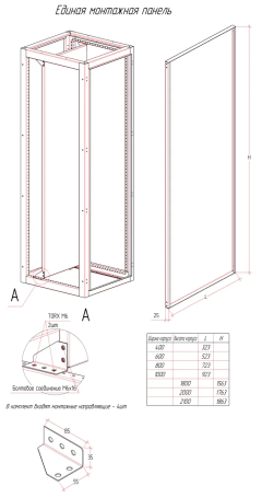 MULTICOLOR Single mounting panel UMK (800x2000) (WxDxH) RAL 7035