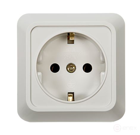 Розетка одинарная с заземлением BOLLETO белая накладная 7028 IN HOME