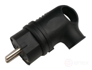 Вилка угловая с заземлением каучук 16А IP44 черная 9220 IN HOME