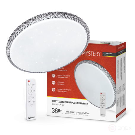 Светильник светодиодный COMFORT MYSTERY 36Вт 230В 3000-6500K 2900Лм 400x70мм с пультом ДУ IN HOME