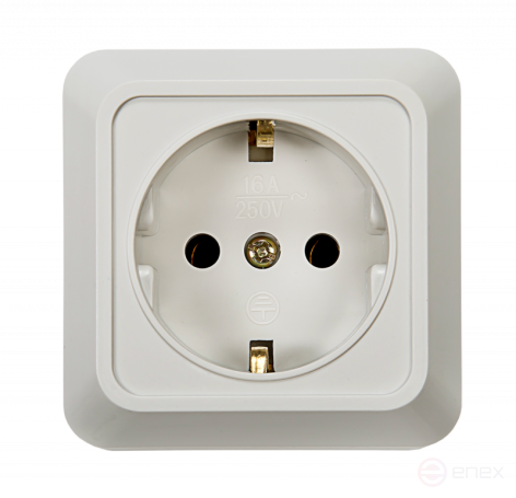 Розетка одинарная с заземлением BOLLETO белая накладная 7028 IN HOME