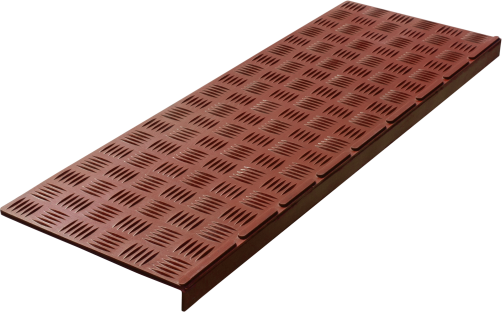 Anti-slip pad on the small corner step (rubber tread) 740x250x30 mm, brick