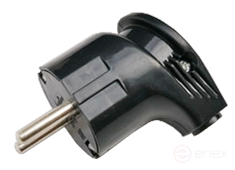 Вилка угловая с заземлением 16А черная 4210 IN HOME