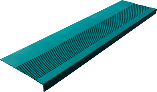 Накладка на ступень резиновая противоскользящая (Проступь) Удлиненная рифленая 1200x300x30 / цвет зеленый