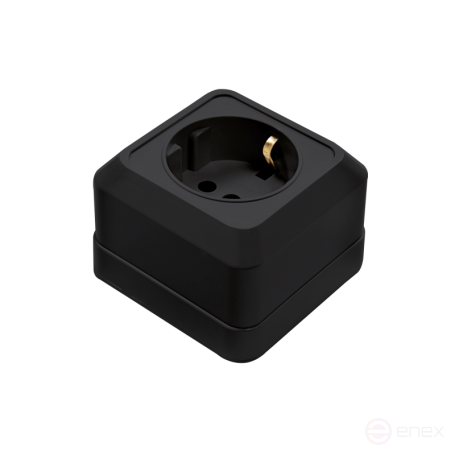 Розетка одинарная с заземлением BOLLETO черная накладная 7028B IN HOME