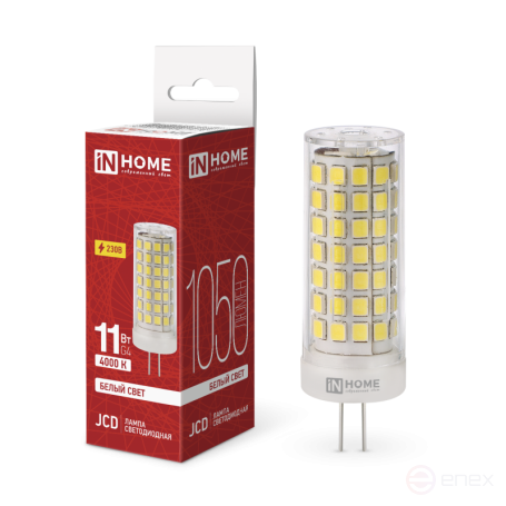 Лампа светодиодная LED-JCD 11Вт 230В G4 4000К 1050Лм IN HOME