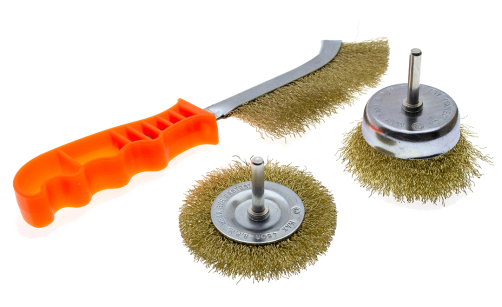 Кордщетка для дрели, набор 3 шт. - ручная 250мм, 75мм радиальная, 75мм чашка, ЧЕГЛОК (48)
