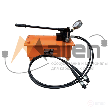 Manual hydraulic two-stage double-acting pump RNG-70150/M2 (pressure gauge, 700 bar, 15 l, RVD 2 pcs x 1.8 m) MALIEN