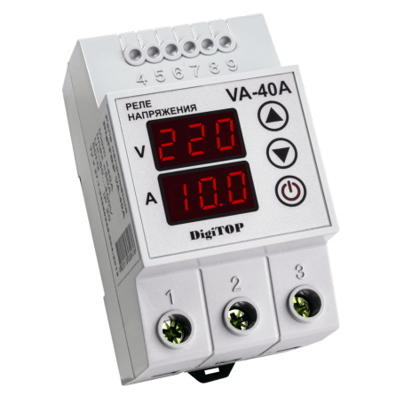 Voltage relay with current control VA-40A on DIN rail