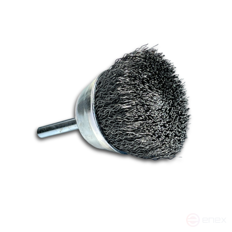 Corrugated cup brush, D50 mm, shank 6 mm, steel corrugated wire STA 0.30 mm