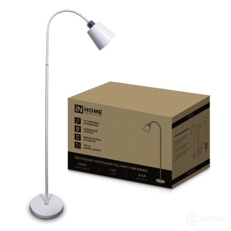 Светильник напольный под лампу ТНО 01-Е27Б 230В белый плафон, белый корпус IN HOME