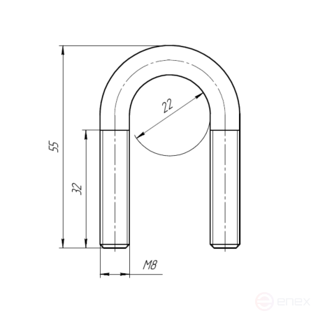 Керн Комплект хомут U образный гост 24137-80 м8х22 + 2 гайки + 2шайбы. Оцинкованный. 10 комплектов RKU00080222010