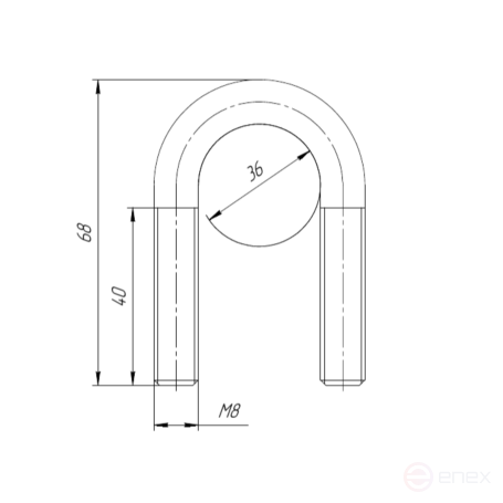 Керн Комплект хомут U образный гост 24137-80 м8х36 + 2 гайки + 2шайбы. Оцинкованный. 10 комплектов RKU00080362010